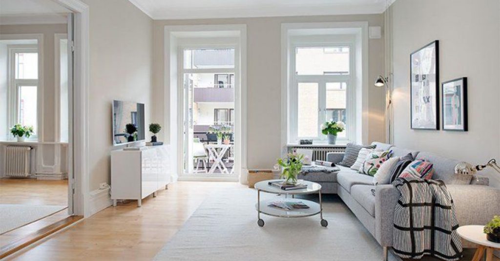 scandinavian living room grey floor